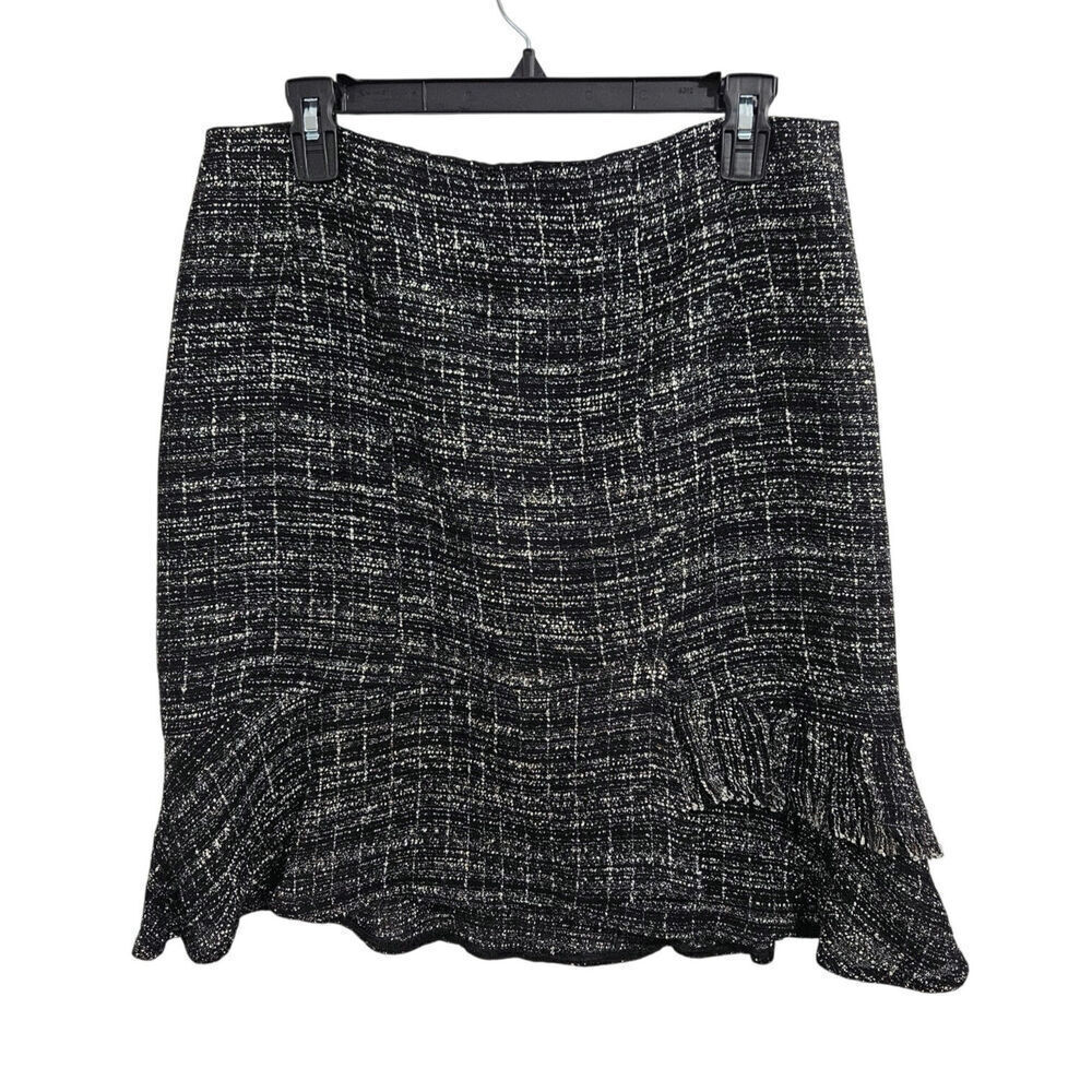 Nanette Lepore Ruffle Fringe Linen Cotton Blend Knee Length Skirt. Size 6 small